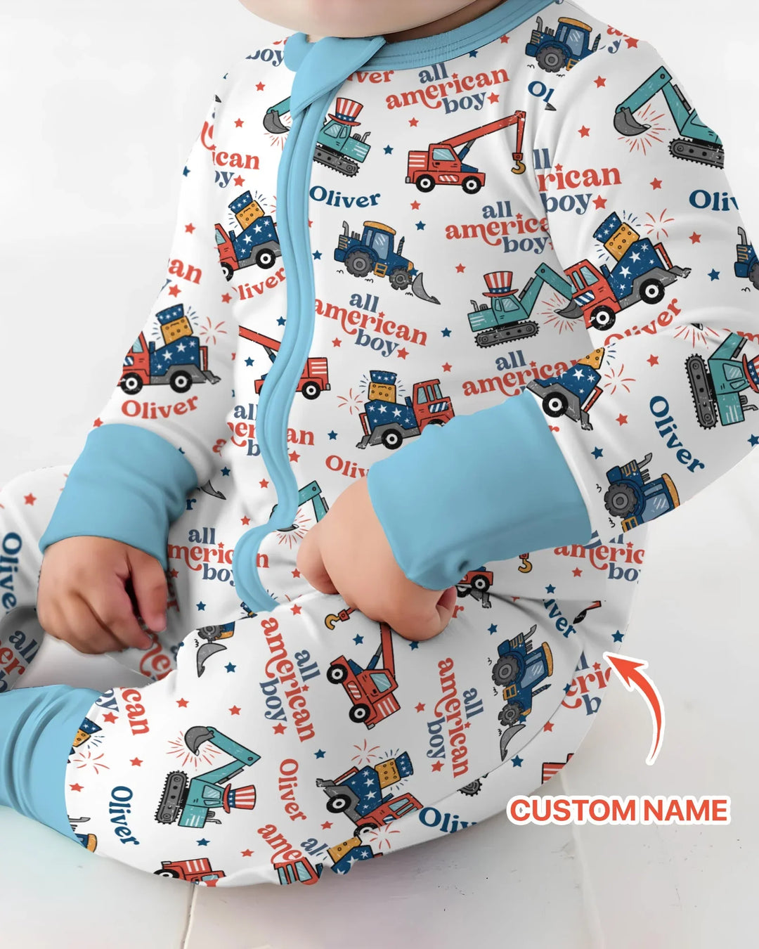 Custom Name All-American Boy Bamboo Convertible Zippy