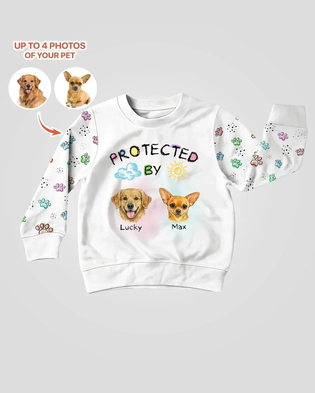 Personalisierbares Foto-Bambus-Rundhals-Sweatshirt „Protected By“