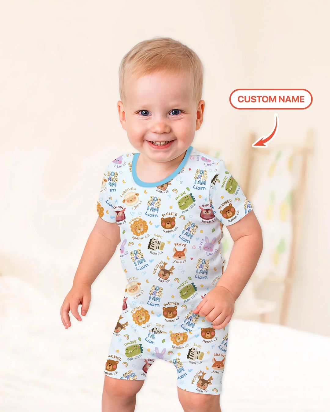Zweiteiliges Pyjama-Set mit kurzen Ärmeln und Shorts im Sommer-Design