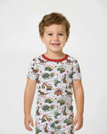 Dinosaur Construction Truck Bamboo Two Piece Short Sleeve Pajama Set