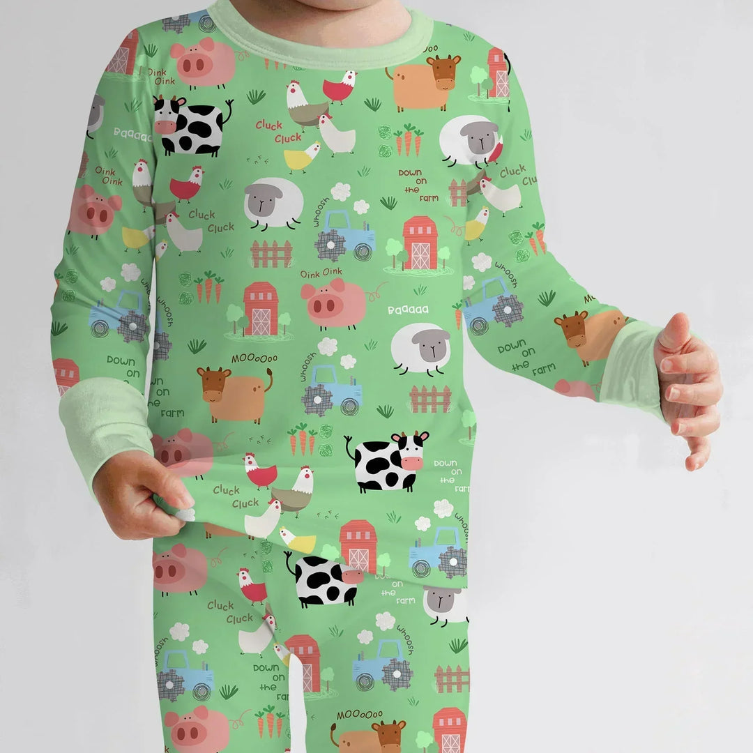 Zweiteiliges Langarm-Pyjama-Set mit Sommerfrüchten