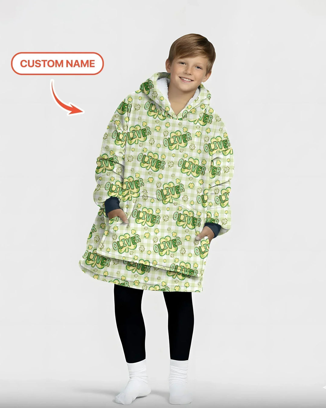 Lucky Shamrock Personalisierbarer Bambus-Deckenhoodie