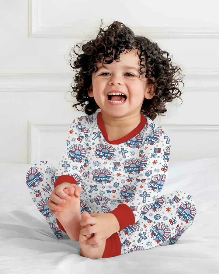 Zweiteiliges Langarm-Pyjama-Set mit Sommerfrüchten