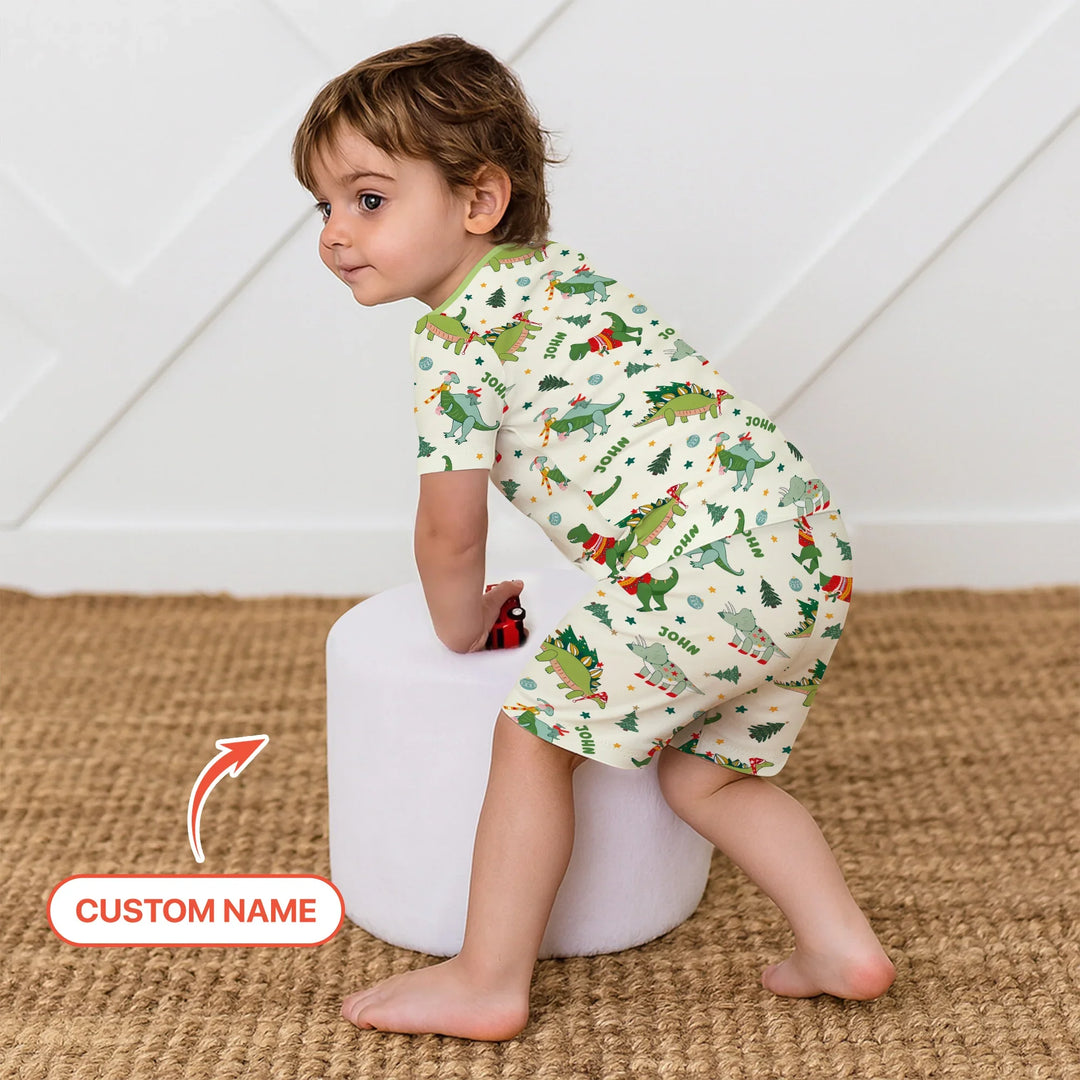 Zweiteiliges Pyjama-Set mit kurzen Ärmeln und Shorts im Sommer-Design