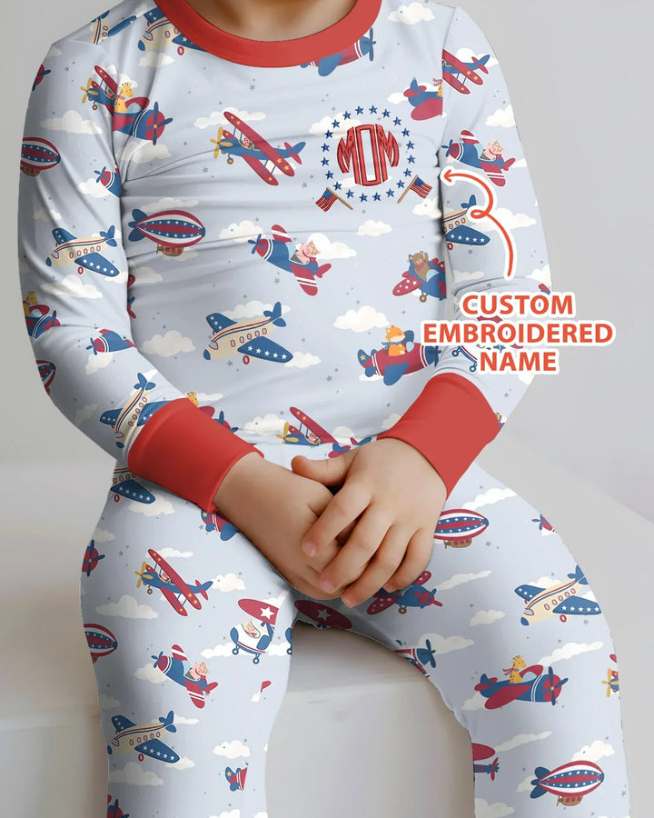 Zweiteiliges Langarm-Pyjama-Set mit Sommerfrüchten