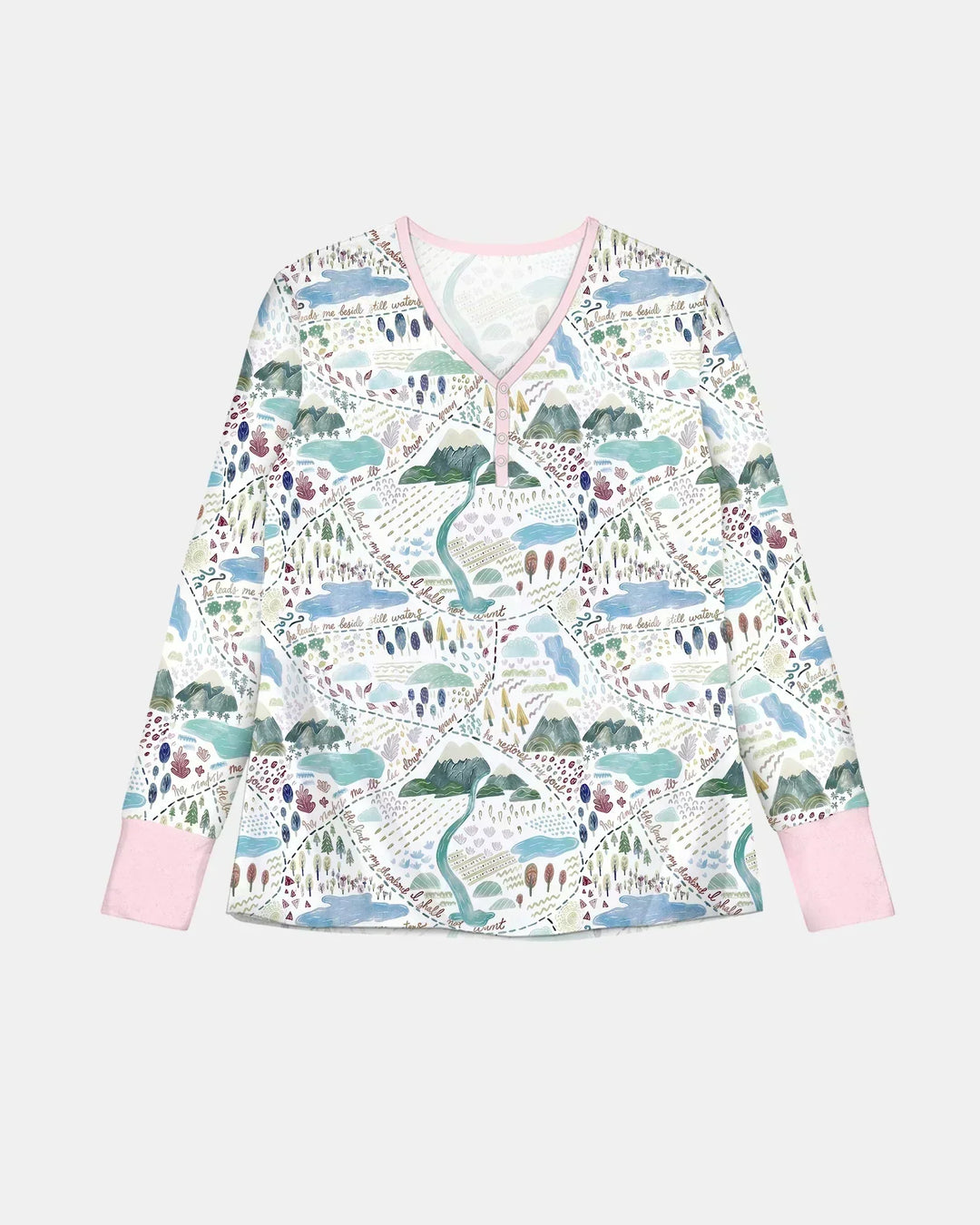 Whimsical Psalms 23 Map Bamboo Women Pajama Set