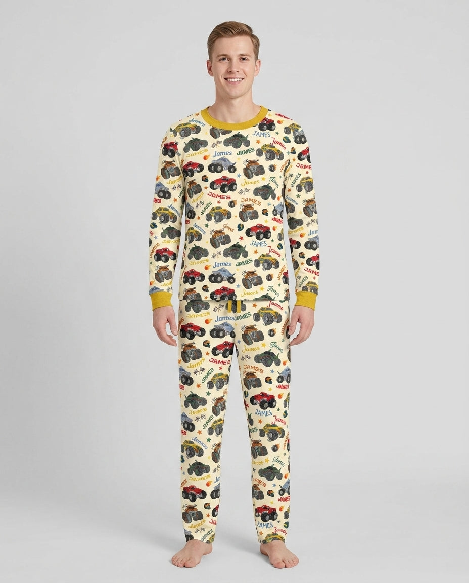 Personalized Monster Truck Bamboo Men's Pajama Set