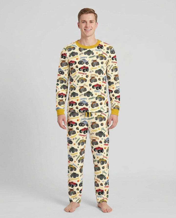 Personalized Monster Truck Bamboo Men's Pajama Set