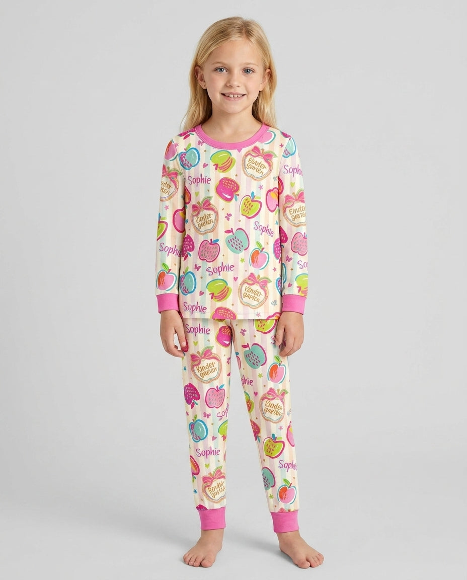 Zweiteiliges Langarm-Pyjama-Set mit Sommerfrüchten
