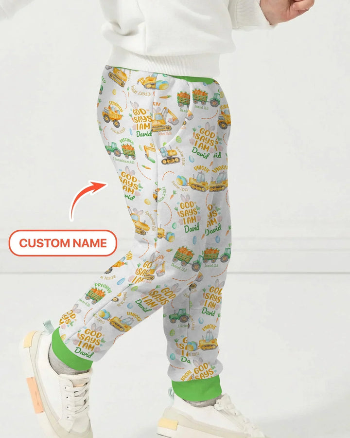 Happy Easter God Says I Am Custom Name Bamboo Jogger