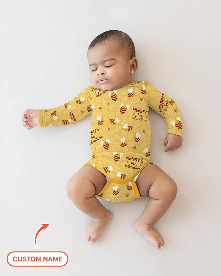 Custom Name Bee Back To School Bamboo Bodysuit