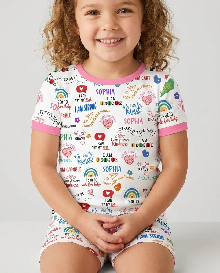 Zweiteiliges Pyjama-Set mit kurzen Ärmeln und Shorts im Sommer-Design