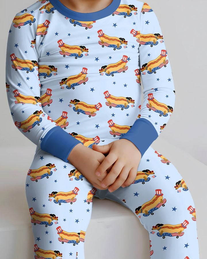 Zweiteiliges Langarm-Pyjama-Set mit Sommerfrüchten