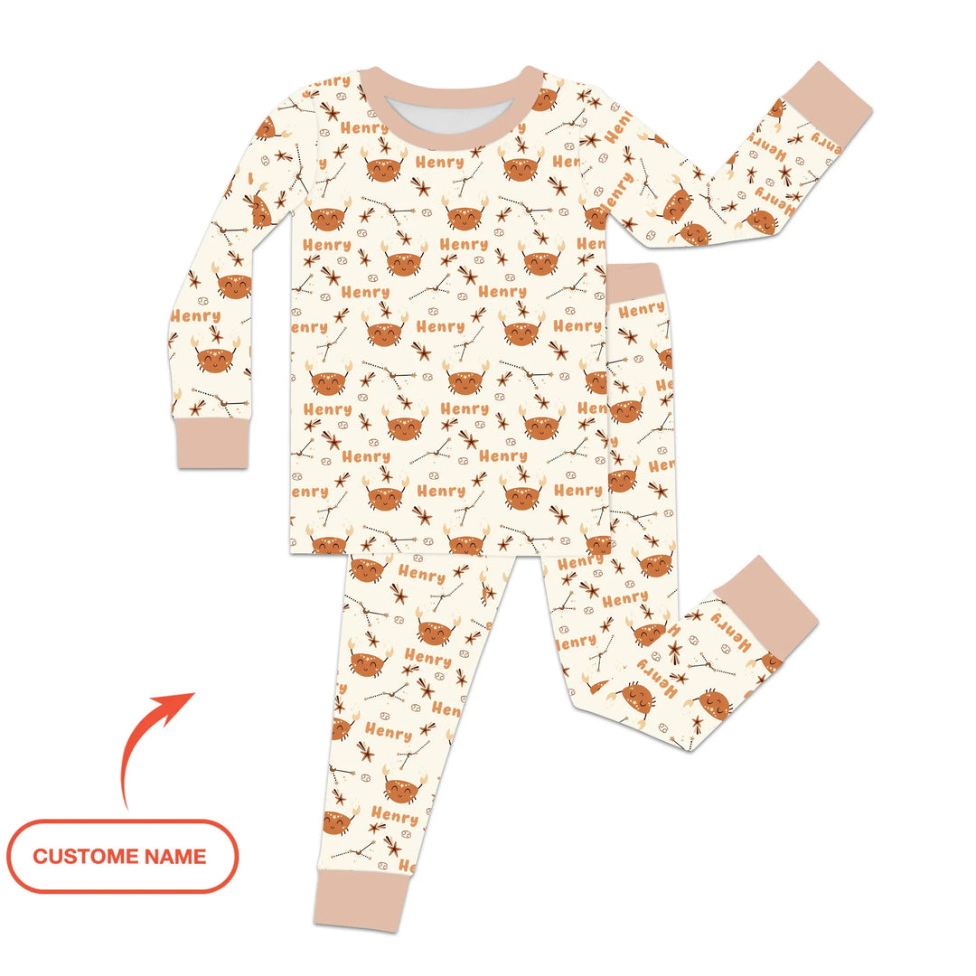 Zweiteiliges Langarm-Pyjama-Set mit Sommerfrüchten