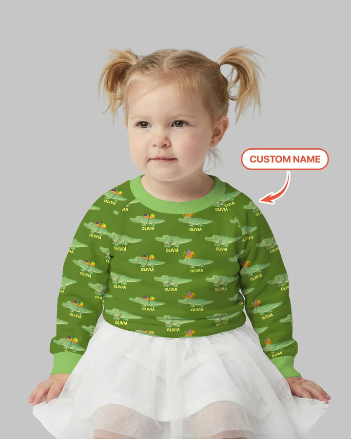 Personalisierbares Mardi Gras Gator Bambus Rundhalsshirt