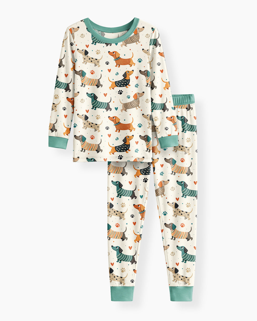 Cartoon Dachshund Bamboo Two Piece Long Sleeve Pajama Set