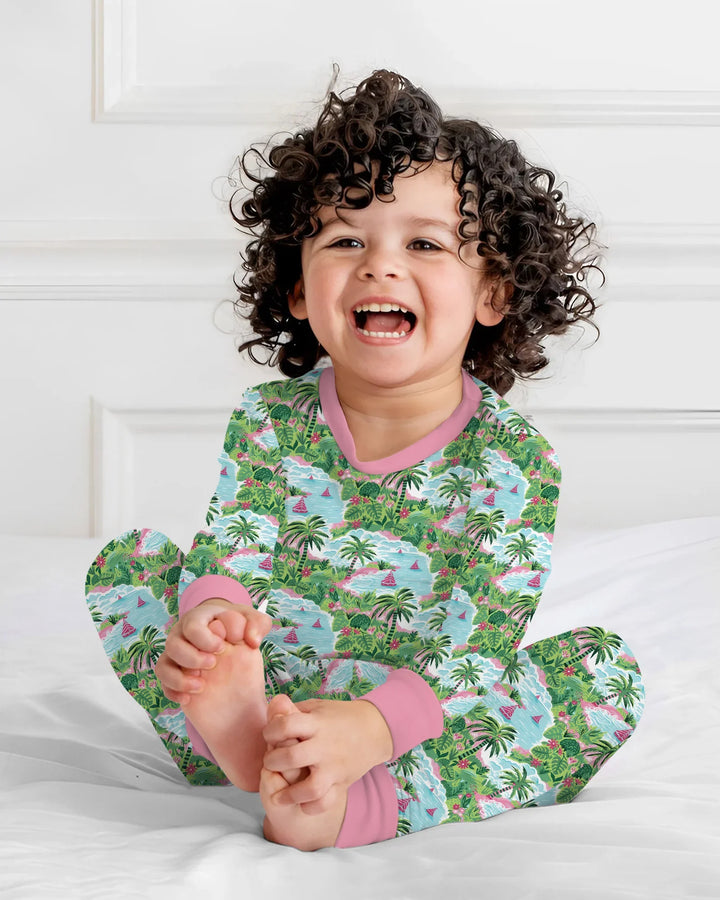 Zweiteiliges Langarm-Pyjama-Set mit Sommerfrüchten