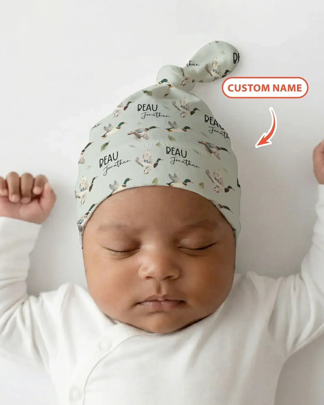 Custom Name Mallard Duck Bamboo Knotted Hat
