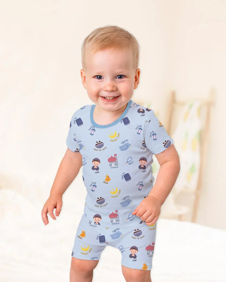 Template Zweiteiliges Pyjama-Set mit kurzen Ärmeln und Shorts