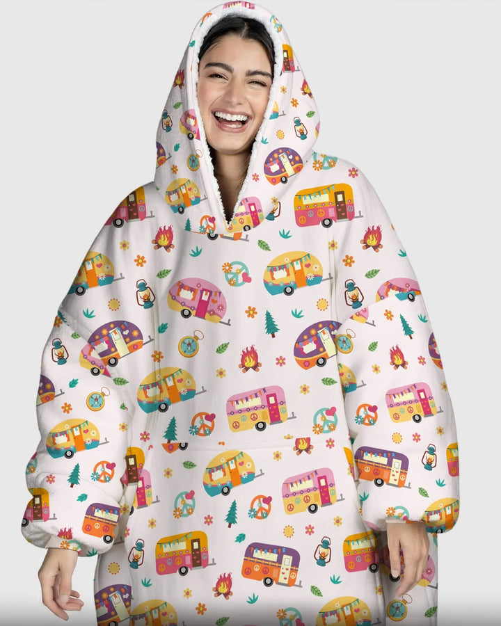 Happy Little Camper Bamboo Blanket Hoodie