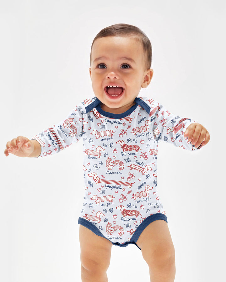 Funny Dachshund Pasta Pups Bamboo Bodysuit
