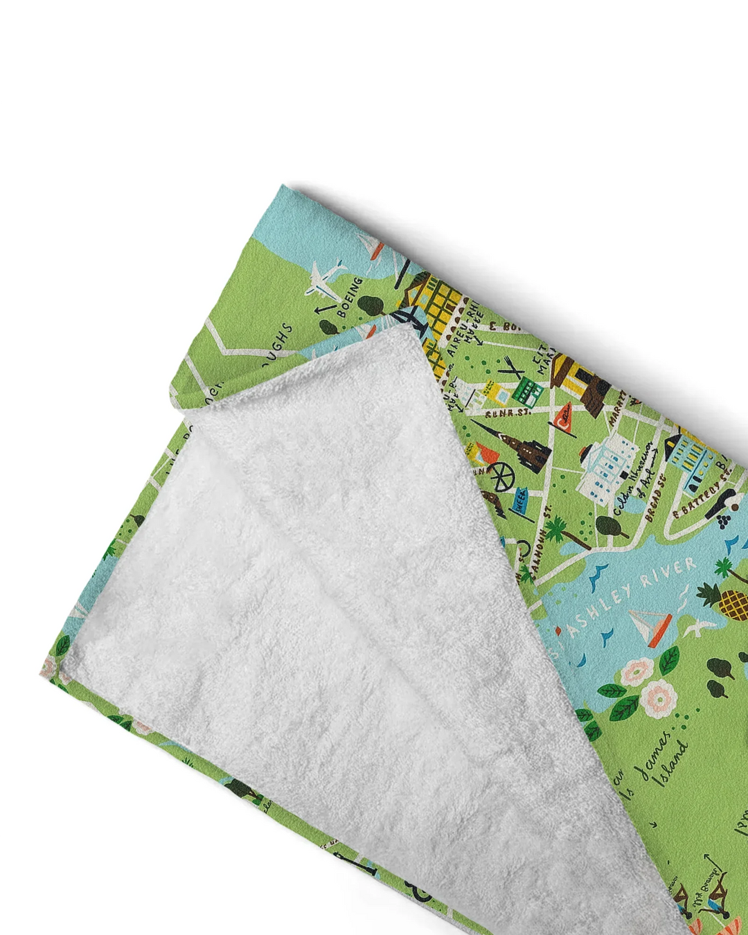 Charleston Coastal Charm Map Bamboo Beach Towel