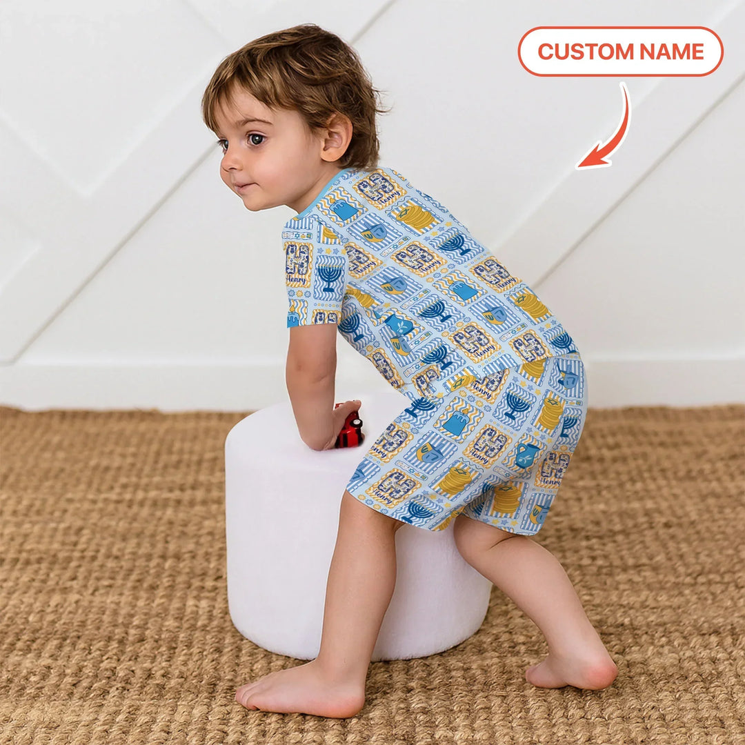Zweiteiliges Pyjama-Set mit kurzen Ärmeln und Shorts im Sommer-Design