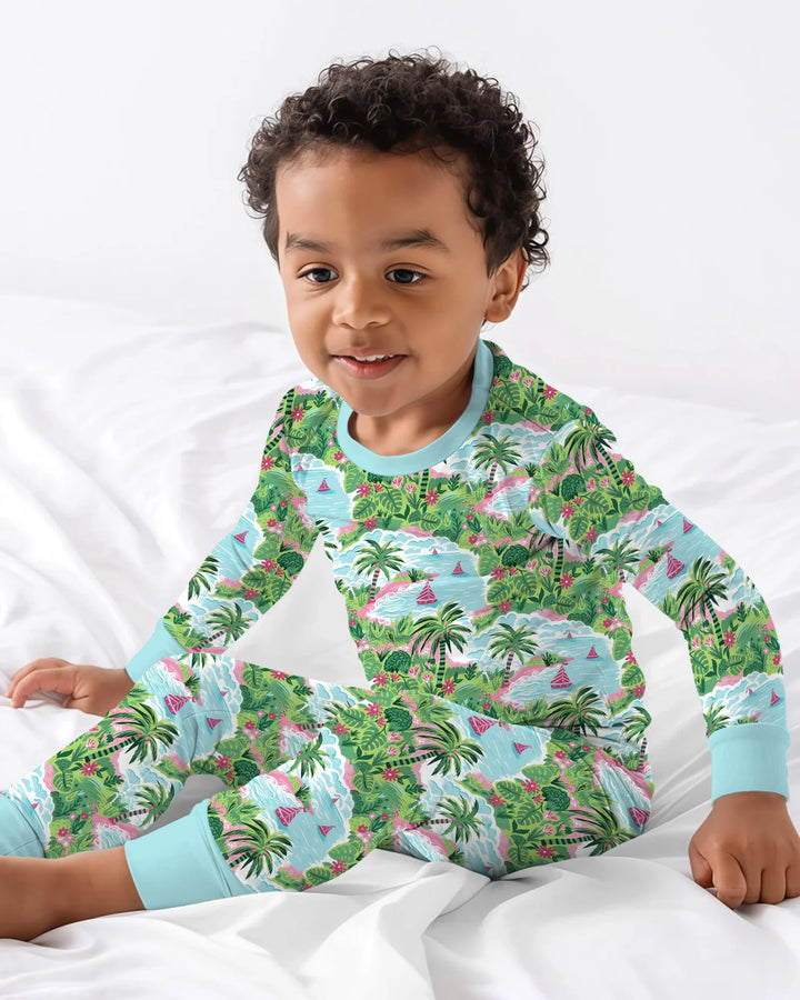 Zweiteiliges Langarm-Pyjama-Set mit Sommerfrüchten