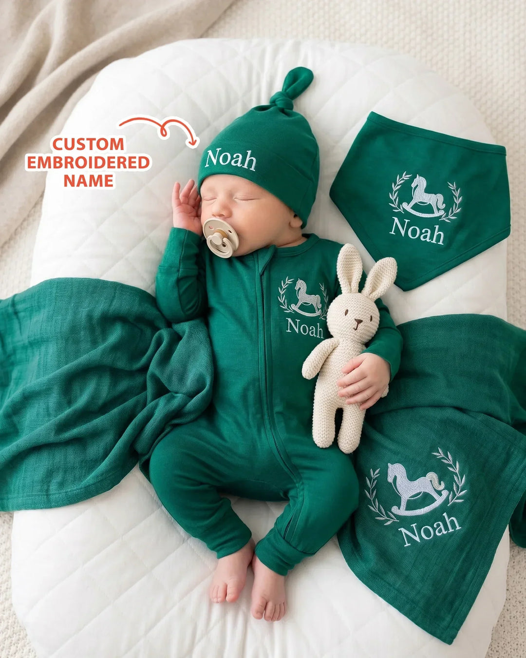 Personalized Royal Horse Embroidered Bamboo Convertible Zippy