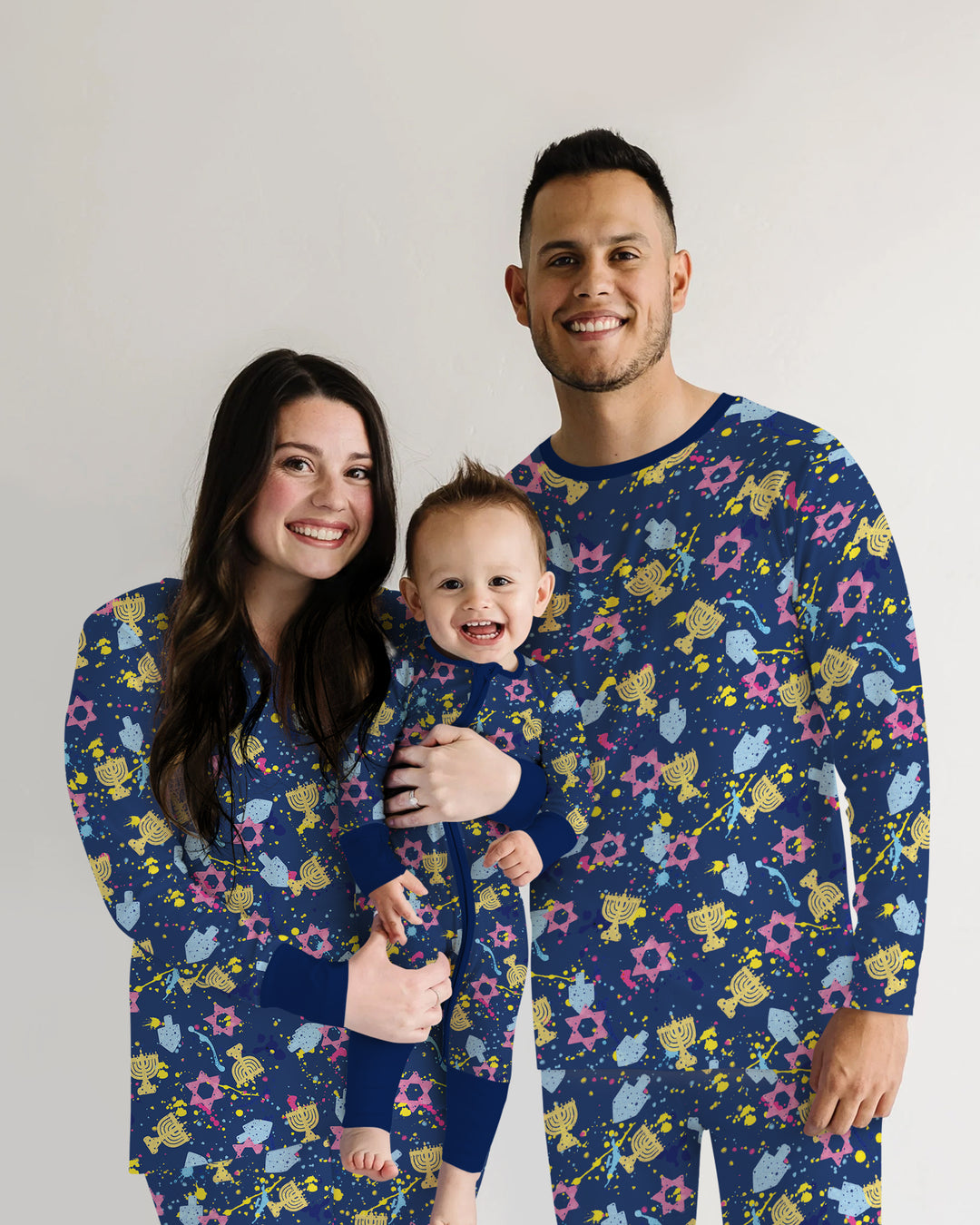 Hanukkah Family Splatter Paint  Bamboo Men's Pajama Set