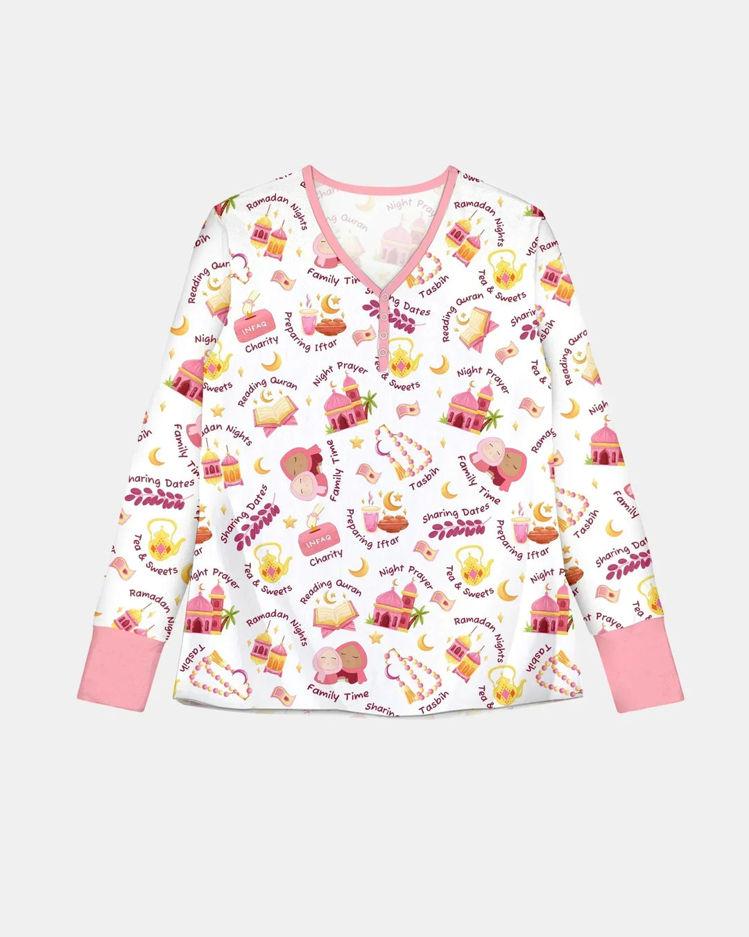 Ramadan Mubarak Passender Familien-Bambus-Damen-Pyjama-Set