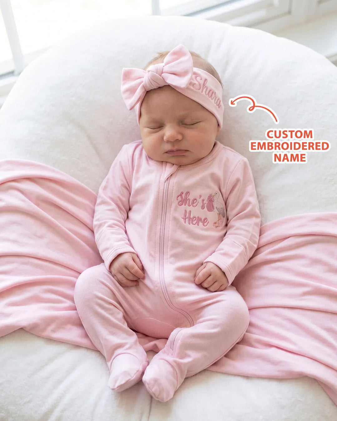 Personalized Baby Arrival Embroidered Bamboo Welcome Home Bundle