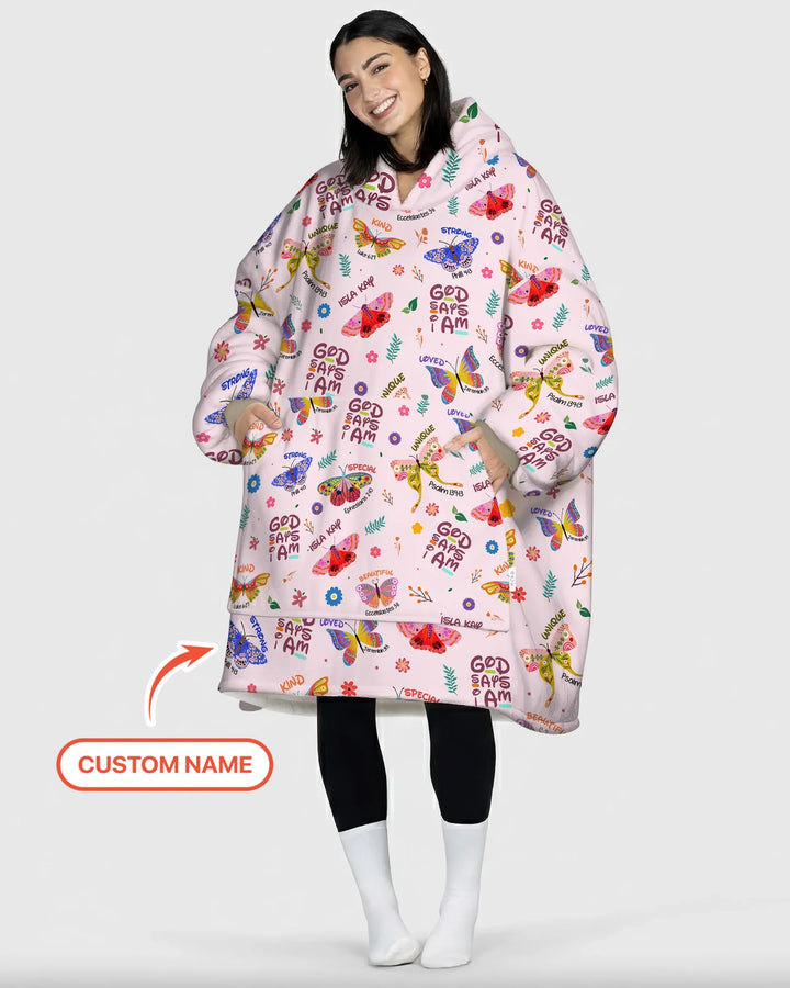 Gott sagt, ich bin Schmetterling Bambus Deckenpullover