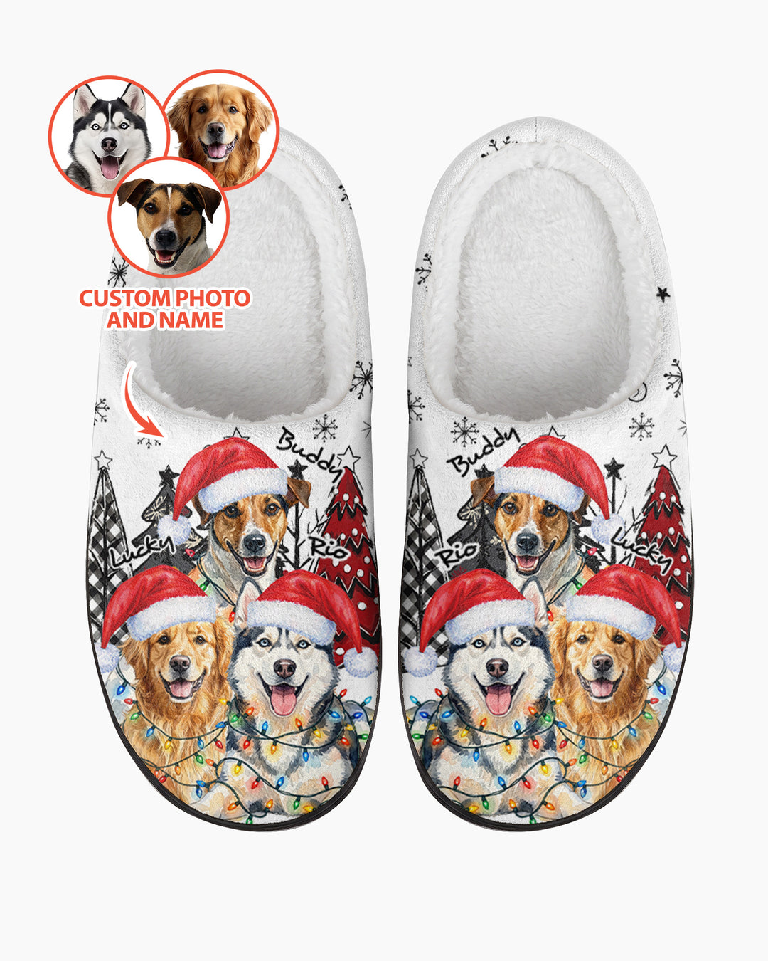 Pet Photo Watercolor Flat Scuff Slipper