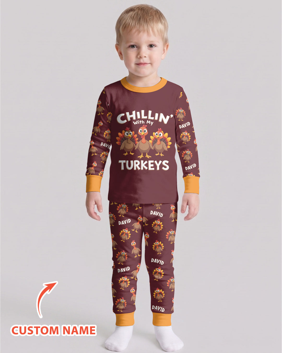 Chillin With Turkey Bamboo Two Piece Long Sleeve Pajama Set