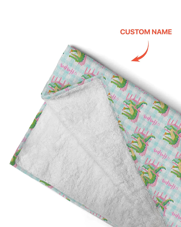 Custom Name Preppy Later Gator Bamboo Beach Towel