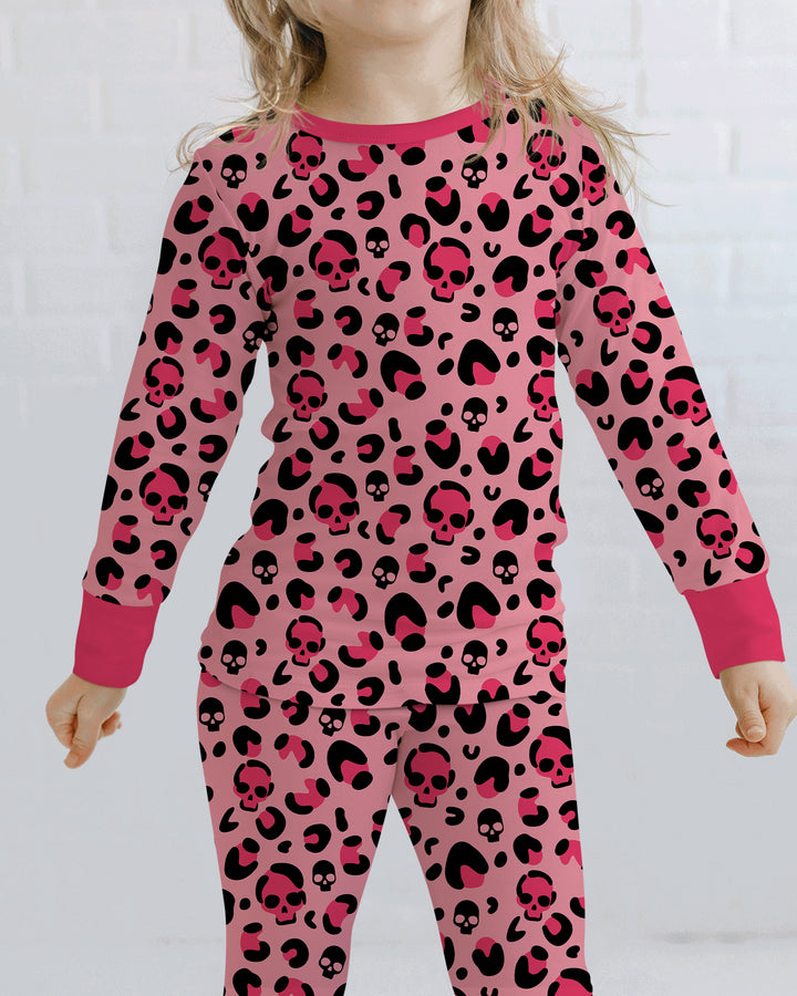 Leopard Skull Bamboo Two Piece Long Sleeve Pajama Set