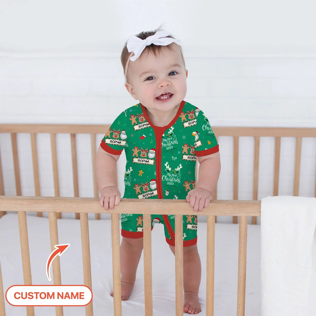 Custom Name "Merry Christmas My Deer" For Girl - Shorty Zippy , Custom Name "Merry Christmas My Deer" For Girl - Shorty Zippy - 0-3M