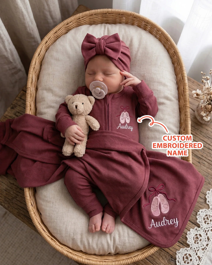Personalized Sweet Ballet Babe Embroidered Ribbed Convertible Zippy