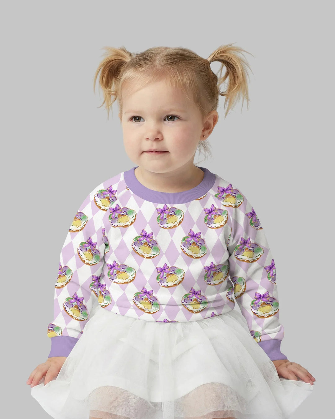 Mardi Gras Donut Bambus-Sweatshirt mit Rundhalsausschnitt