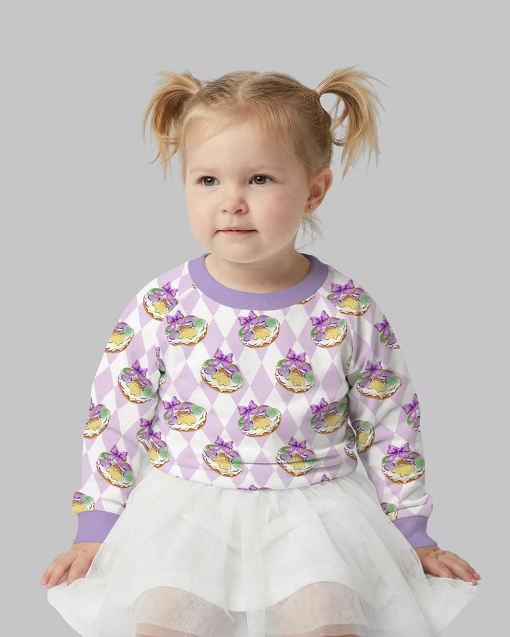 Mardi Gras Donut Bambus-Sweatshirt mit Rundhalsausschnitt
