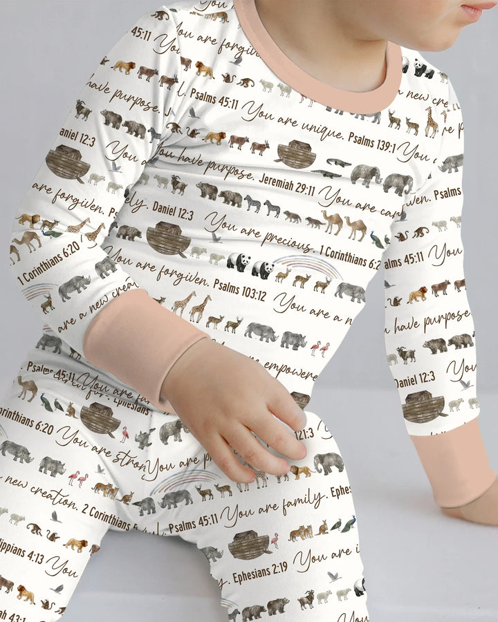 Biblical Noah's Ark Bamboo Two Piece Long Sleeve Pajama Set