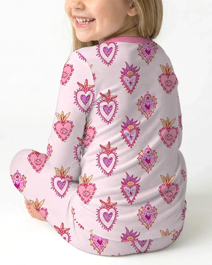 Zweiteiliges Langarm-Pyjama-Set mit Sommerfrüchten