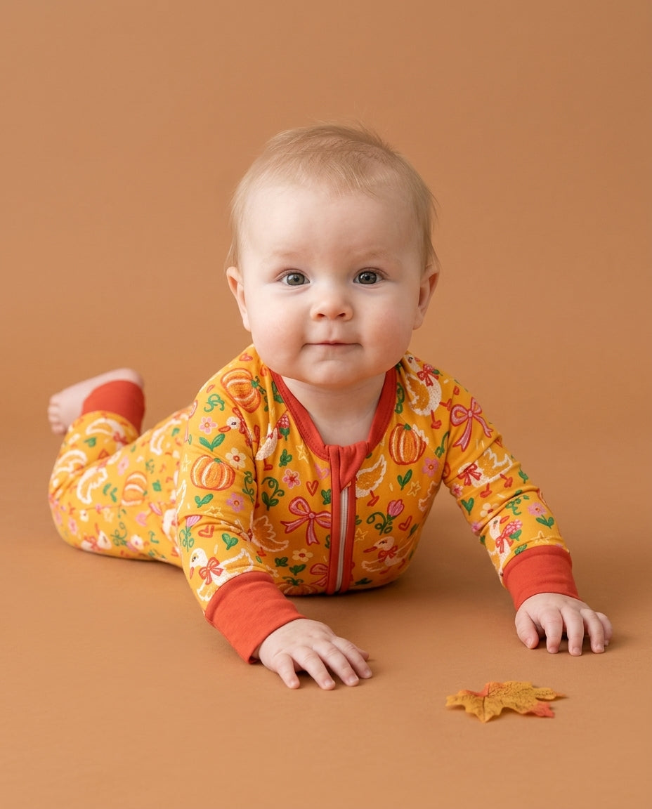 Cute Duck Pumpkin Fall Bamboo Convertible Zippy
