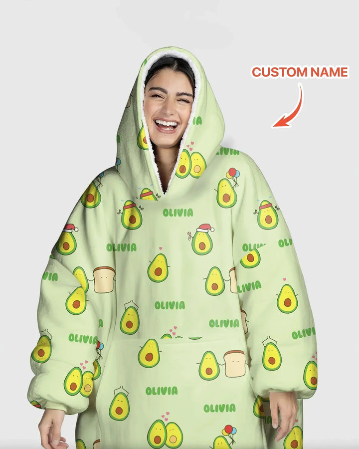 Personalisierte Niedliche Avocado Bambus Decken-Hoodie
