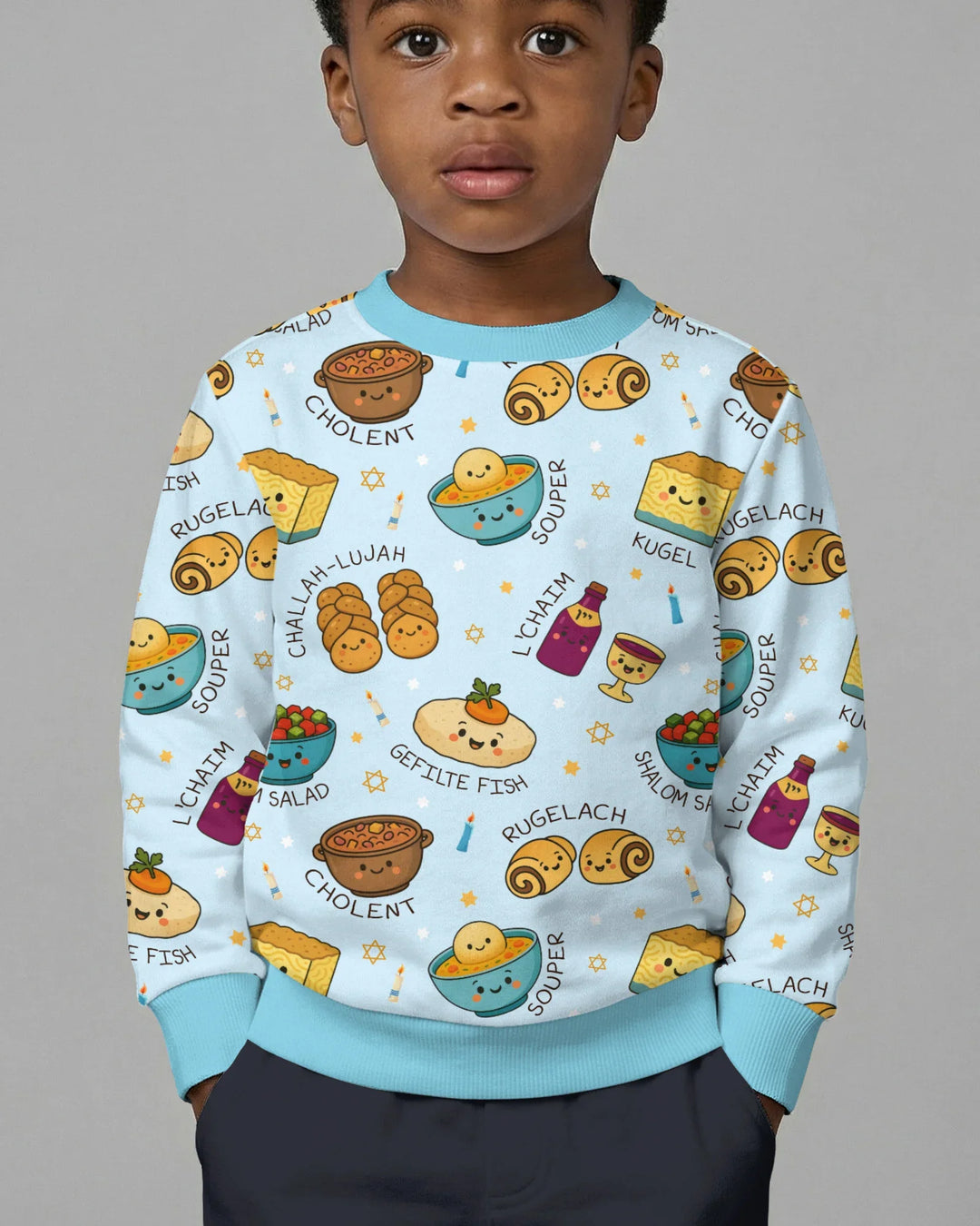 Shabbat Shalom Bambus Rundhals-Sweatshirt