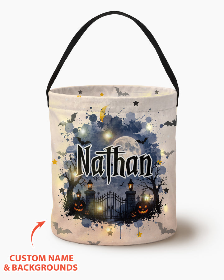 Halloween Spooky Custom Name Led Light Bucket Bag