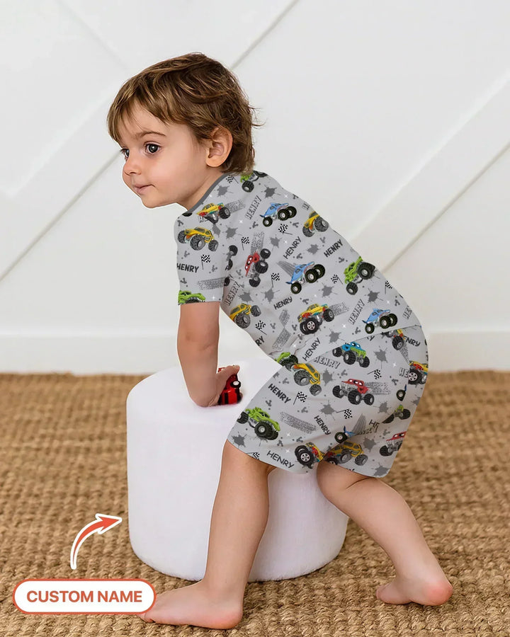 Zweiteiliges Pyjama-Set mit kurzen Ärmeln und Shorts im Sommer-Design