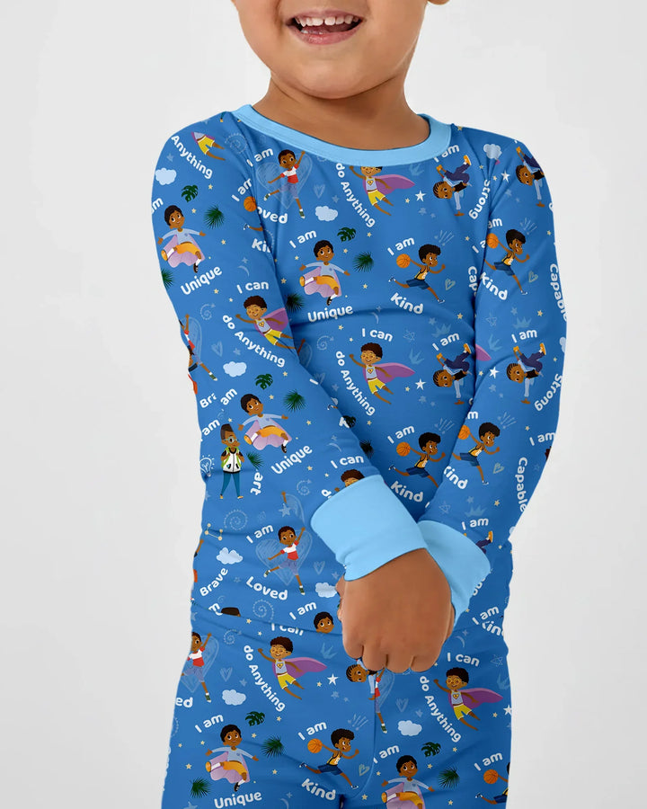 Black Boys I Am Smart Bamboo Two Piece Long Sleeve Pajama Set