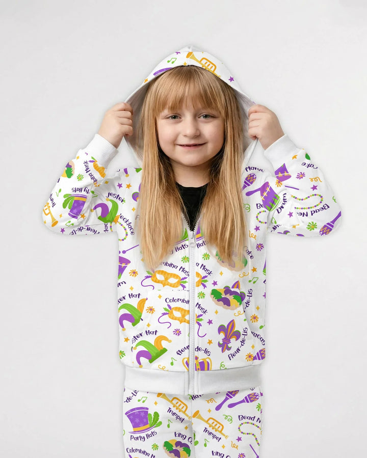 Mardi Gras Familien-Hoodie mit Bambus-Reißverschluss